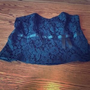 Lane Bryant Black Strapless lace Floral Top